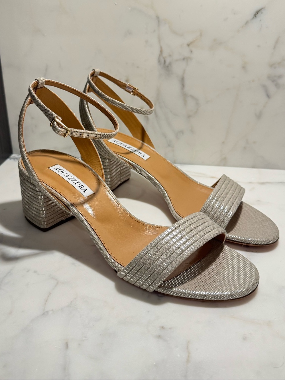 NWT Aquazzura Sundance Sandal 50 in Silver